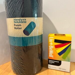 NEW 5-Level Resistance Bands plus Foam Roller for Workouts